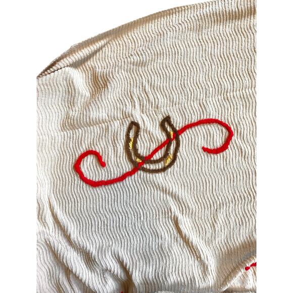 Vintage Chenille Western Cowboy Themed Bedspread Twin/Full Size Rodeo Some Flaws - Picture 4 of 12